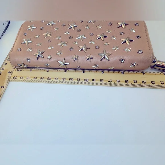 Jimmy Choo Crystal Filipa Star Studded Pink Long Wallet Rare Authentic Choo - Picture 6 of 13